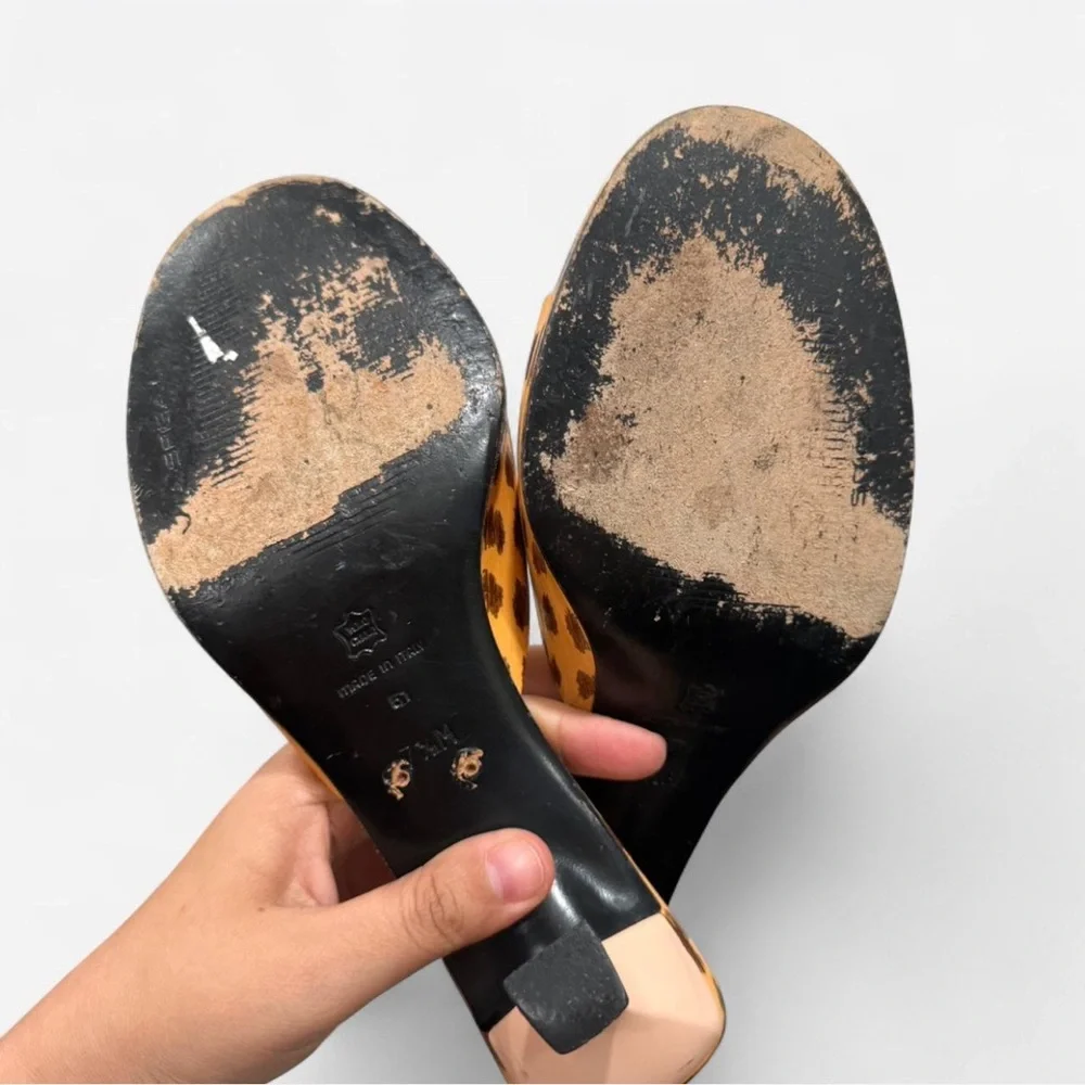 Via Spiga Tan Leopard Print Heels - Picture 3 of 3